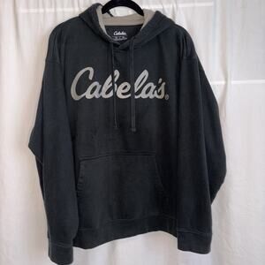 Cabela's Hoodie Mens 2XL Brown Logo Script Spellout Hunting Outdoors Hiking